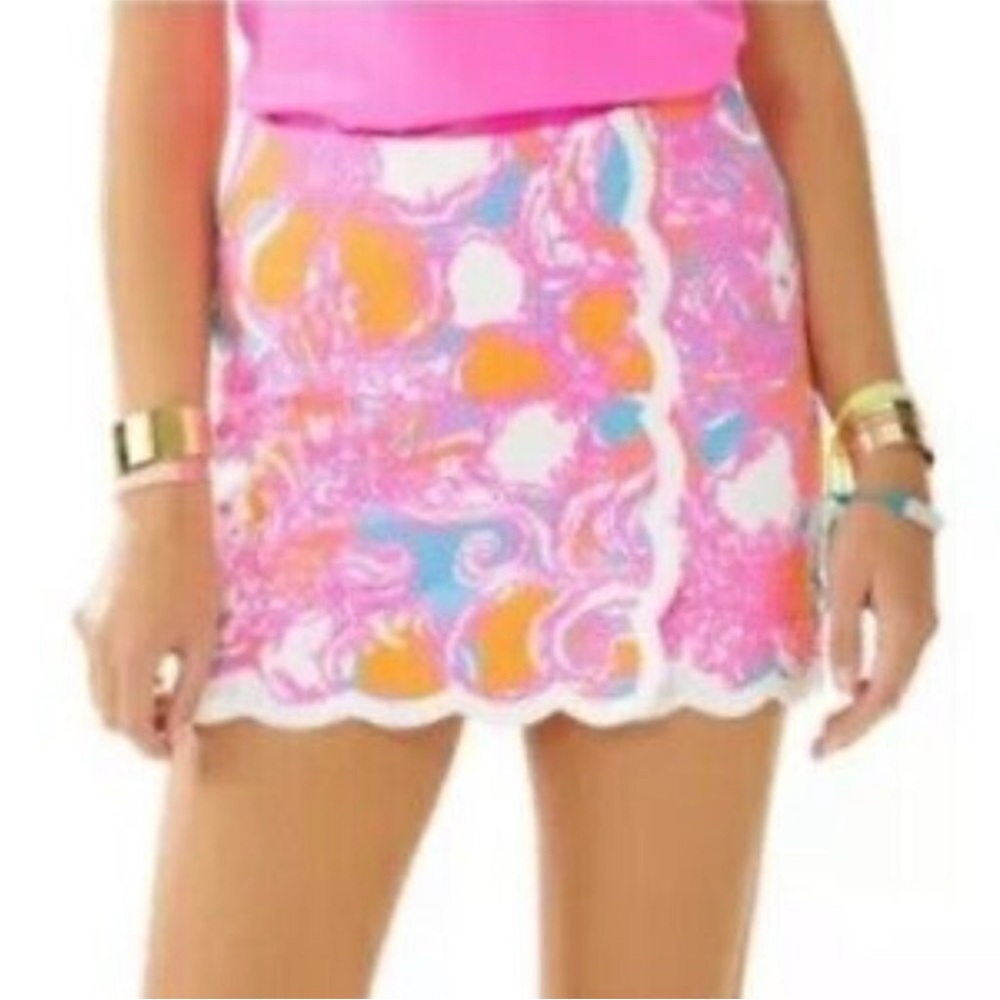 Lilly Pulitzer Pink and Orange Pique Michelina Skort Skirt Feeling Tanked 97984